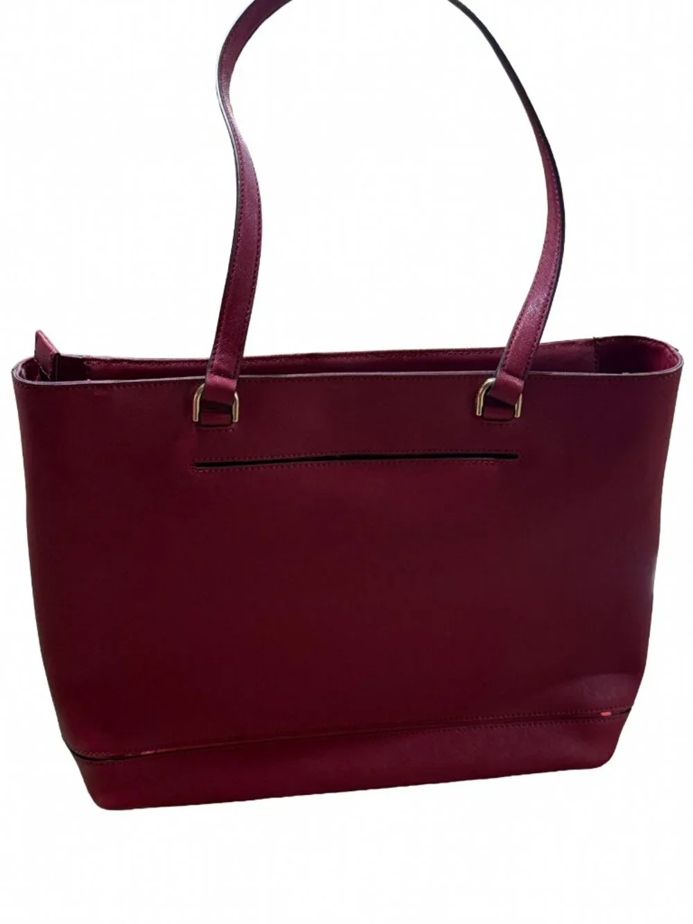 Michael Kors Sady Large Saffiano Leather Laptop Tote Bag Wine Red